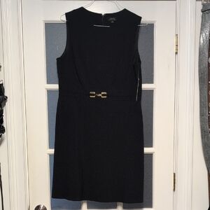 Elegant Navy Blue Dress with Gold Accent